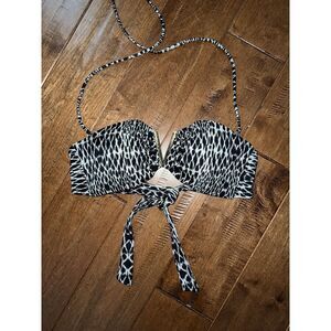 Victoria’s Secret Swimsuit Gold V Black Leopard Bandeau Bikini Top Medium M